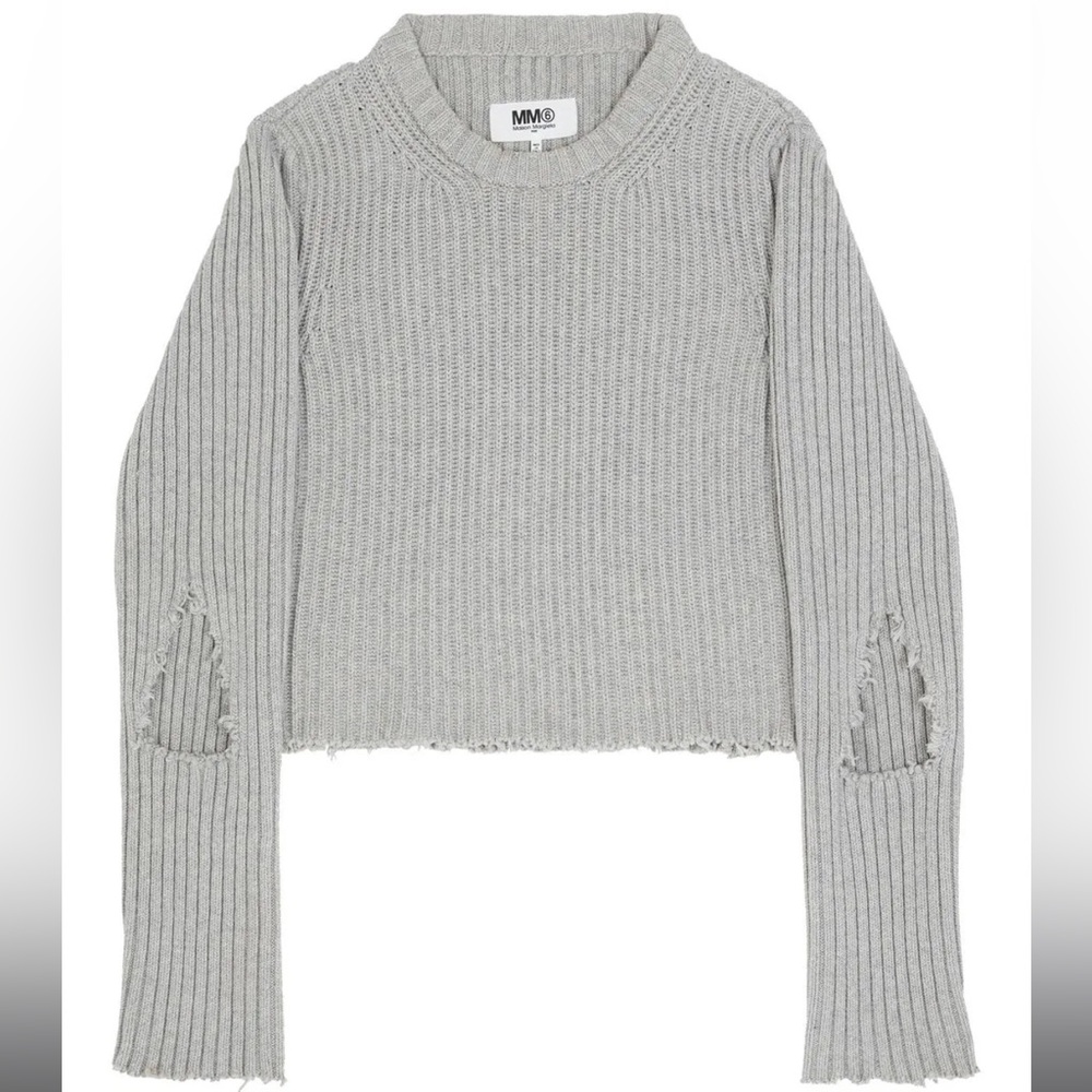 Maison Margiela Grey Cutout Ribbed Jumper size XS